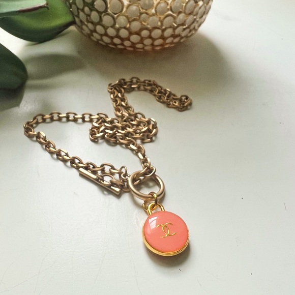Authentic Chanel Pink Charm Finding on 18" Front Toggle Necklace Chain - Picture 2 of 3